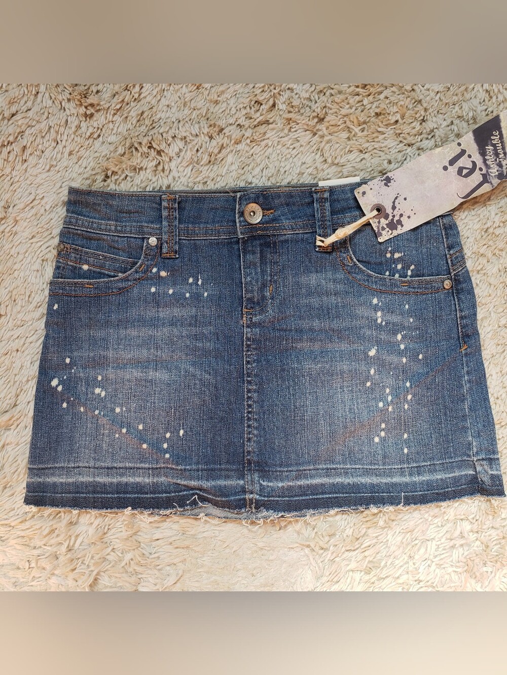Vintage LEI Huela Mini Jean Skirt 30" Y2K Grunge Low Rise Raw Hem Summer Roberts